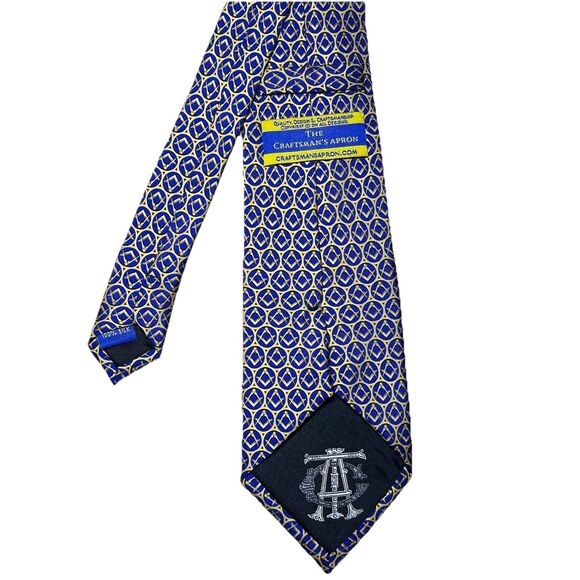 The Craftsman's Apron Masonic Royal Arch Symbol Silk Tie Blue Gold Maroon - Picture 4 of 7